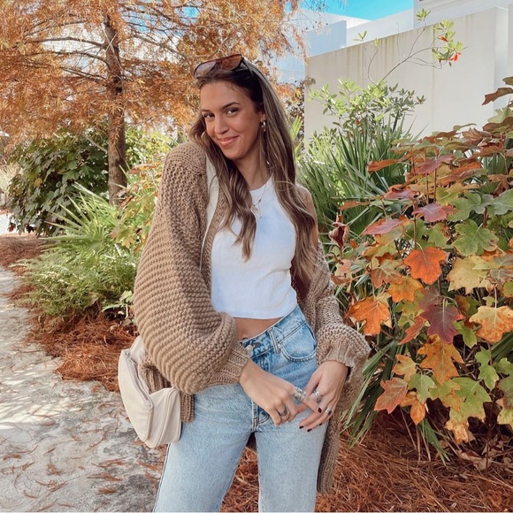 ❌SOLD❌ Böhme | Maren Cable-Knit Cardigan (Taupe) - Picture 4 of 6